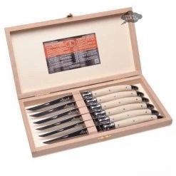 Laguiole Jean Dubost DeLuxe Table Knives Set Of 6 - Faux Ivory Handles Kitchen