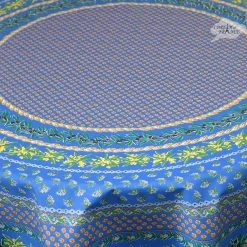 Le Cluny French Linens 70" Round Olives Blue Provence Tablecloth By Le Cluny Table Linens