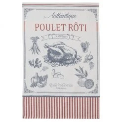 Poulet Roti (Roast Chicken) French Jacquard Dish Towel By Coucke Kitchen