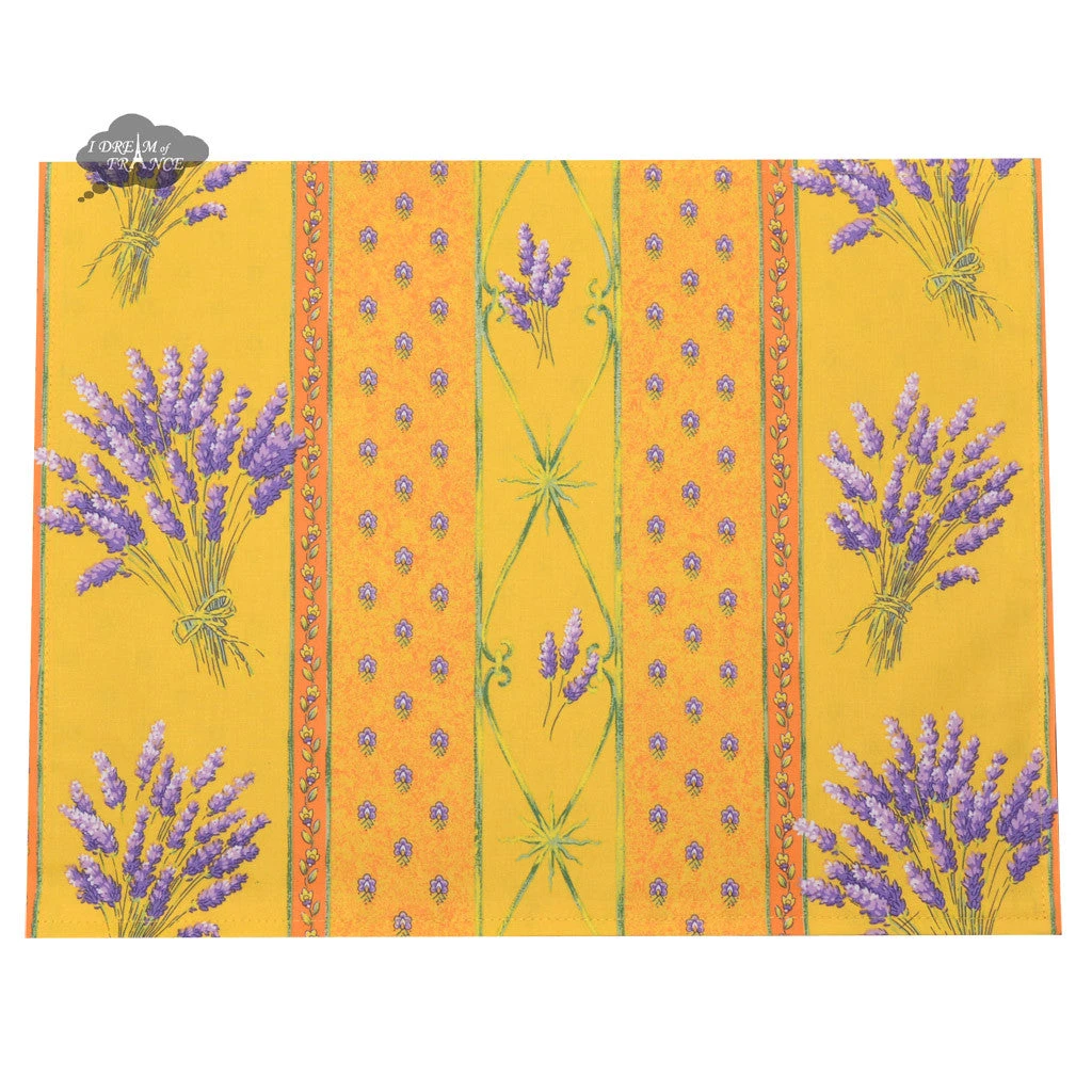 Le Cluny French Linens Lavender Yellow Acrylic-Coated Cotton Reversible Placemat By Le Cluny 3 Le Cluny French Linens Lavender Yellow Acrylic-Coated Cotton Reversible Placemat By Le Cluny