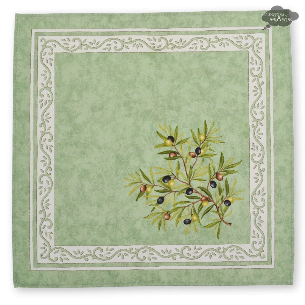 Table Linens Clos Des Oliviers Green Provence Cotton Napkin By L'Ensoleillade 4 Table Linens Clos Des Oliviers Green Provence Cotton Napkin By L'Ensoleillade