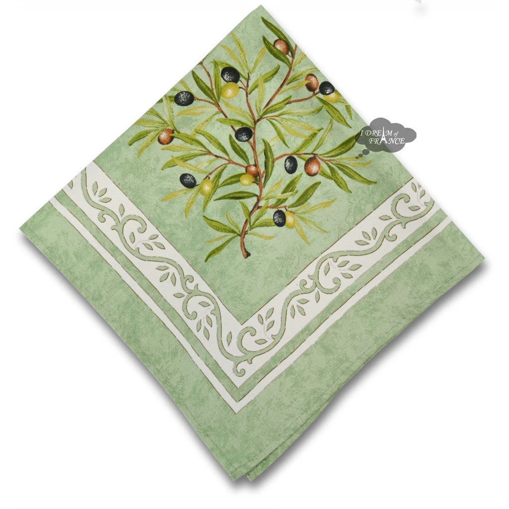 Table Linens Clos Des Oliviers Green Provence Cotton Napkin By L'Ensoleillade 3 Table Linens Clos Des Oliviers Green Provence Cotton Napkin By L'Ensoleillade