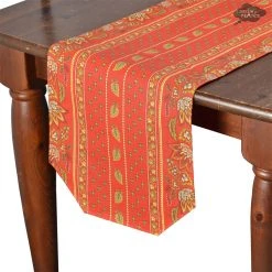 Le Cluny French Linens 16x72" Lisa Red Acrylic-Coated Cotton Provence Table Runner By Le Cluny