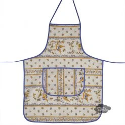 Aprons & Pot Holders Moustiers Blue & Cream Kitchen Apron By Tissus Toselli