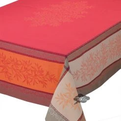 62" Square Olive Red French Jacquard Tablecloth By L'Ensoleillade Table Linens