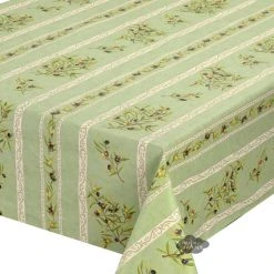 60x138" Rect Clos Des Oliviers Green Acrylic-Coated Cotton Tablecloth By L'Ensoleillade