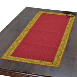 Calisson Red French Cotton Quilted Table Runner By Tissus Toselli Table Linens