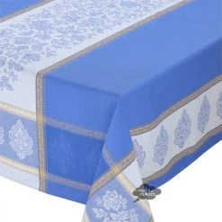 62" Square Caprice Blue French Jacquard Tablecloth By L'Ensoleillade