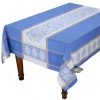 62x78" Rectangular Caprice Blue French Jacquard Tablecloth By L'Ensoleillade Table Linens
