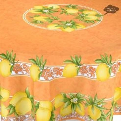 Provence Imports Citrus Orange French Provencal Polyester Tablecloth - 70" Round