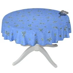 58" Round Clos Des Oliviers Blue All-Over Tablecloth By L'ensoleillade Table Linens