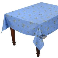 Table Linens 60x138" Rectangular Clos Des Oliviers Blue All-Over Acrylic-Coated Cotton Tablecloth By L'Ensoleillade