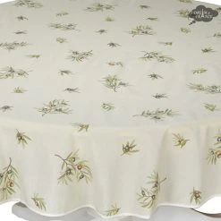 58" Round Clos Des Oliviers Cream All-Over Tablecloth By L'ensoleillade Table Linens