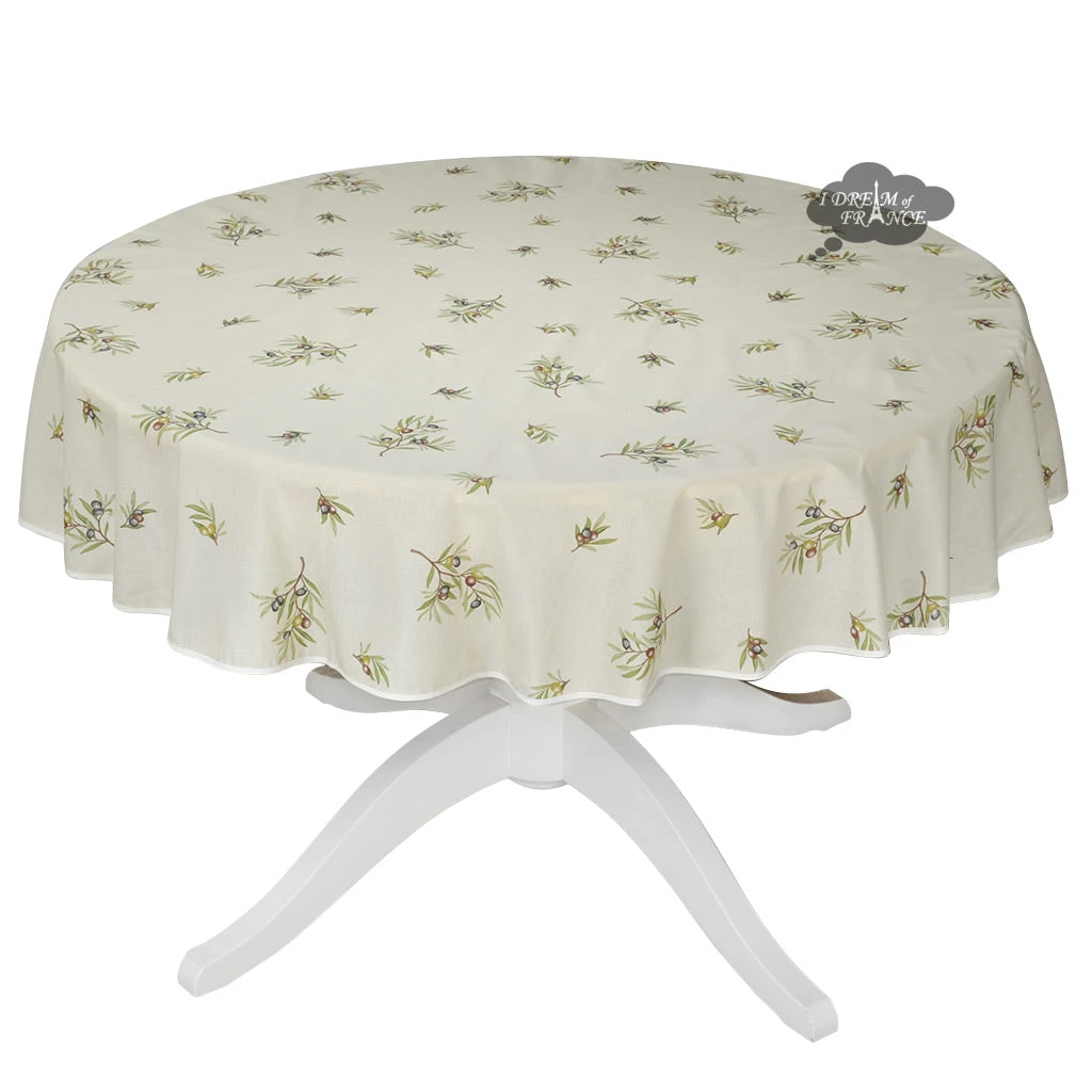58" Round Clos Des Oliviers Cream All-Over Tablecloth By L'ensoleillade Table Linens 3 58" Round Clos Des Oliviers Cream All-Over Tablecloth By L'ensoleillade Table Linens
