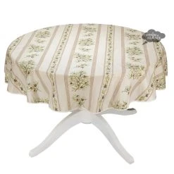58" Round Clos Des Oliviers Cream Tablecloth By L'ensoleillade