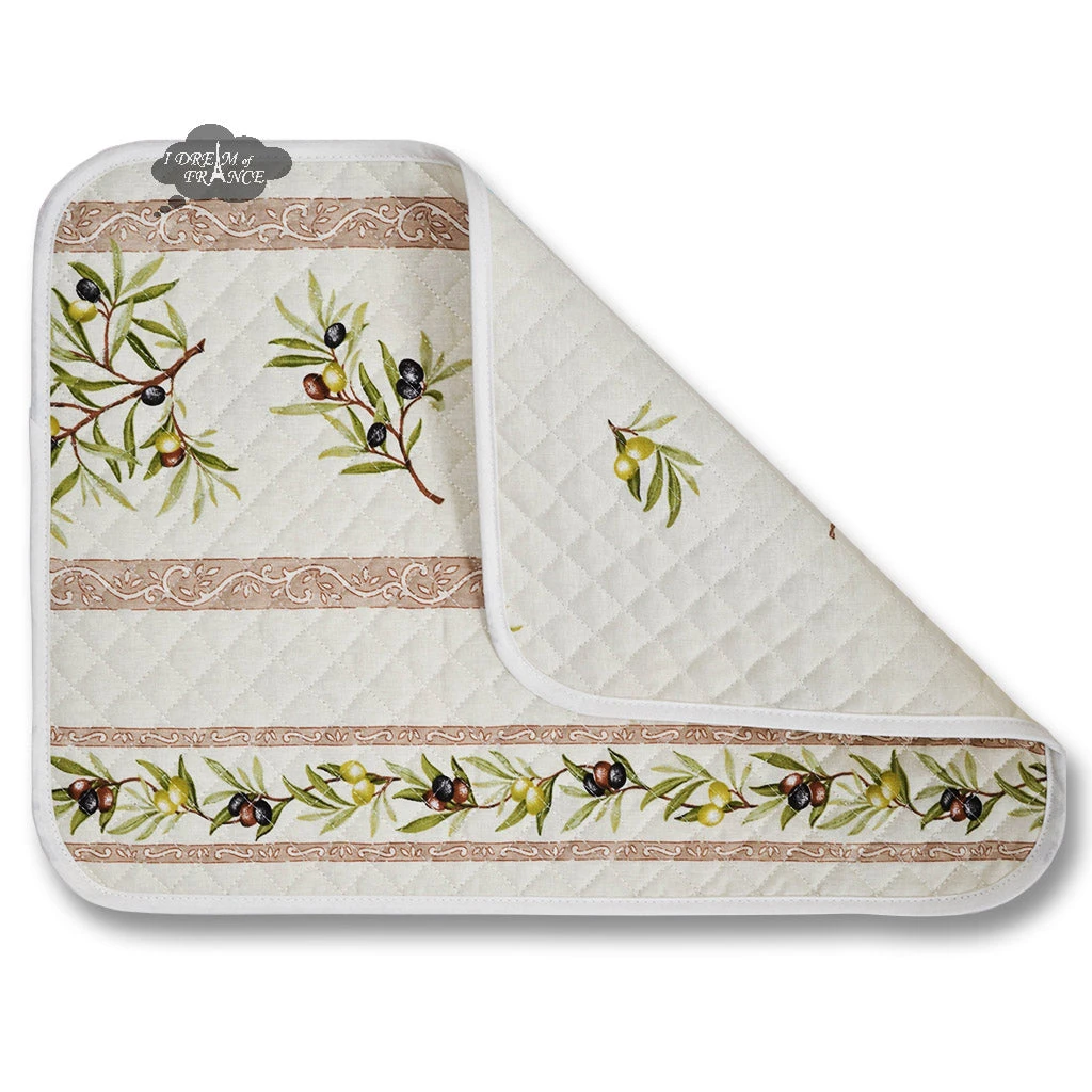 L'Ensoleillade Clos Des Oliviers Cream Cotton Quilted Placemats Table Linens 4 L'Ensoleillade Clos Des Oliviers Cream Cotton Quilted Placemats Table Linens