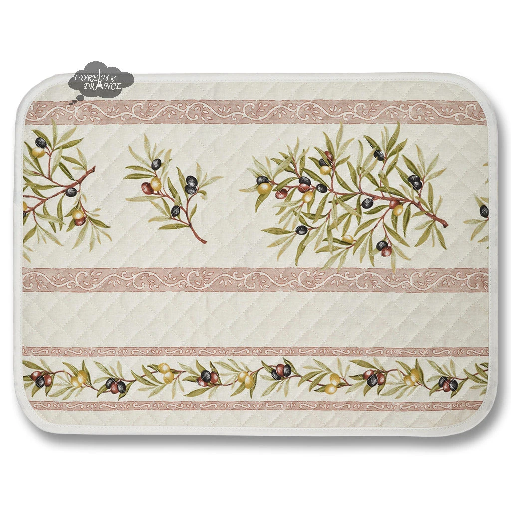 L'Ensoleillade Clos Des Oliviers Cream Cotton Quilted Placemats Table Linens 3 L'Ensoleillade Clos Des Oliviers Cream Cotton Quilted Placemats Table Linens