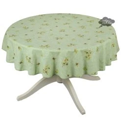 58" Round Clos Des Oliviers Green All-Over Tablecloth By L'ensoleillade