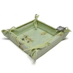 L'Ensoleillade Clos Des Oliviers Green Cotton Bread Basket Table Linens