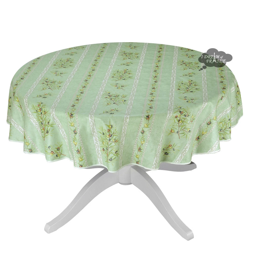 58" Round Clos Des Oliviers Green Tablecloth By L'ensoleillade Table Linens 3 58" Round Clos Des Oliviers Green Tablecloth By L'ensoleillade Table Linens