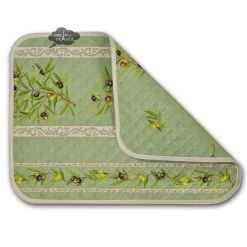 L'Ensoleillade Table Linens Clos Des Oliviers Green Cotton Quilted Placemats
