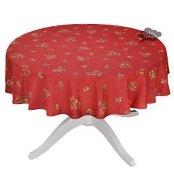 58" Round Clos Des Oliviers Red French All-Over Tablecloth By L'ensoleillade