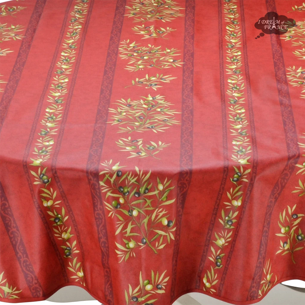Table Linens 58" Round Clos Des Oliviers Red Tablecloth By L'ensoleillade 4 Table Linens 58" Round Clos Des Oliviers Red Tablecloth By L'ensoleillade