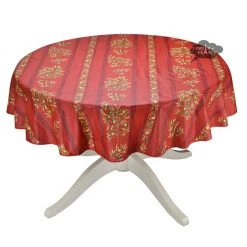 Table Linens 58" Round Clos Des Oliviers Red Tablecloth By L'ensoleillade