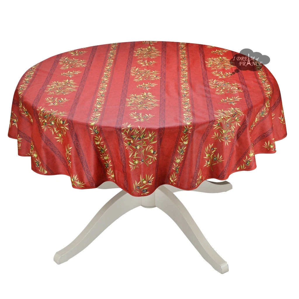 Table Linens 58" Round Clos Des Oliviers Red Tablecloth By L'ensoleillade 3 Table Linens 58" Round Clos Des Oliviers Red Tablecloth By L'ensoleillade