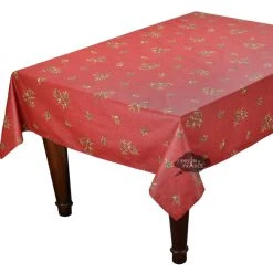 Table Linens 60x120" Rectangular Clos Des Oliviers Red All-Over Acrylic-Coated Cotton Tablecloth By L'Ensoleillade