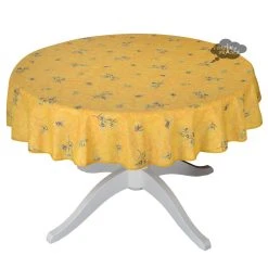 58" Round Clos Des Oliviers Yellow All-Over Tablecloth By L'ensoleillade Table Linens