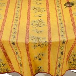 58" Round Clos Des Oliviers Yellow Tablecloth By L'ensoleillade Table Linens