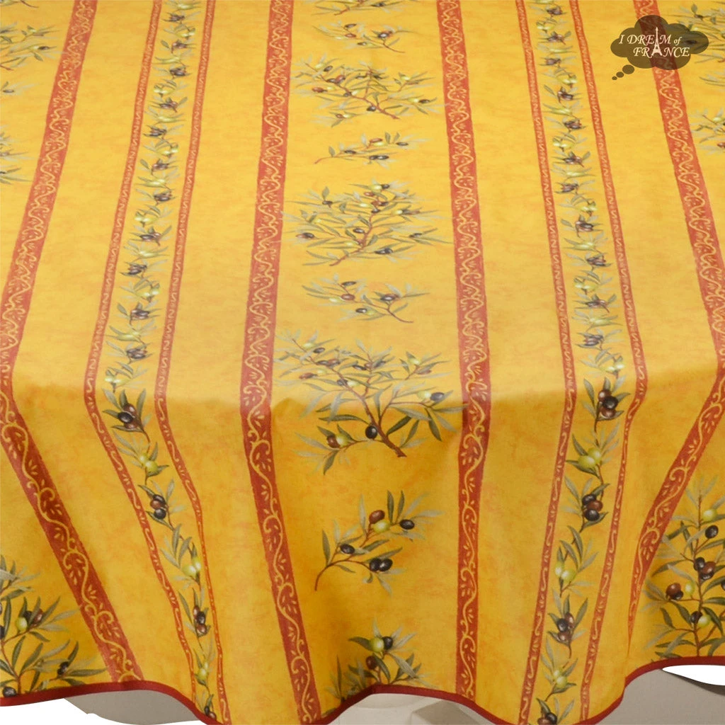 58" Round Clos Des Oliviers Yellow Tablecloth By L'ensoleillade Table Linens 4 58" Round Clos Des Oliviers Yellow Tablecloth By L'ensoleillade Table Linens