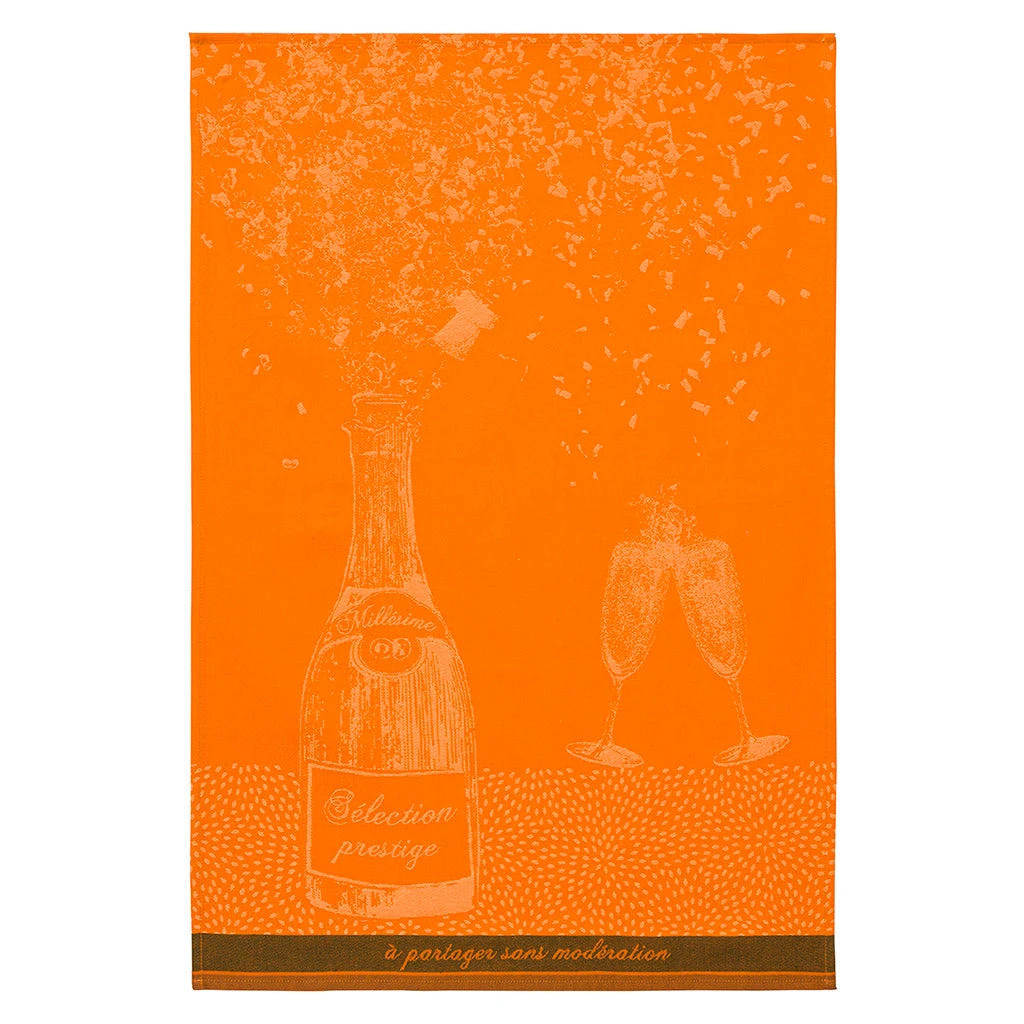 Bottle (Bouteille) Prestige Orange French Jacquard Cotton Dish Towel By Coucke Kitchen 3 Bottle (Bouteille) Prestige Orange French Jacquard Cotton Dish Towel By Coucke Kitchen
