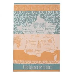 Kitchen White Wines Of France (Vins Blancs De France) French Jacquard Cotton Dish Towel By Coucke