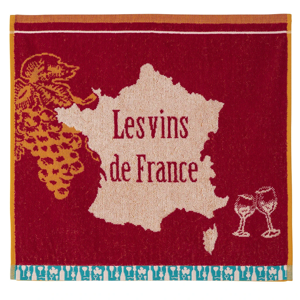 French Wines (Vins De France) Terry Square Towel By Coucke 3 French Wines (Vins De France) Terry Square Towel By Coucke