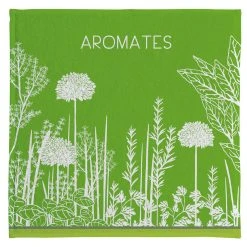 Aromates Du Jardin (Herbs Of The Garden) Terry Square Towel By Coucke Kitchen