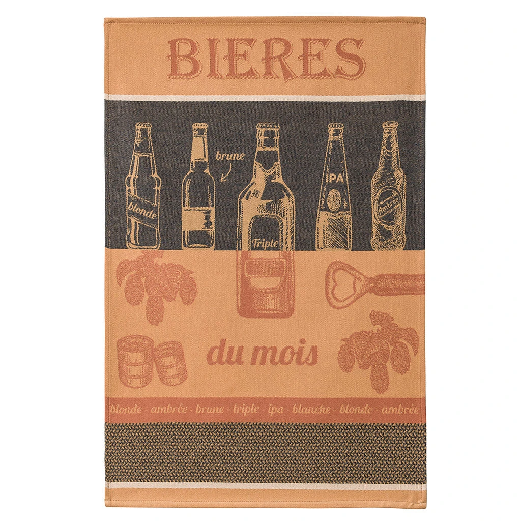 Beer Of The Month (Biere Du Mois ) French Jacquard Dish Towel By Coucke 3 Beer Of The Month (Biere Du Mois ) French Jacquard Dish Towel By Coucke