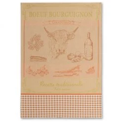 Kitchen Beef (Boeuf) Bourguignon French Jacquard Dish Towel By Coucke