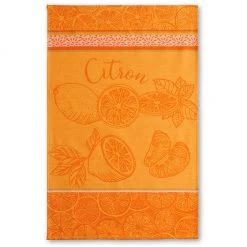 Kitchen Lemon (Citron) French Jacquard Dish Towel By Coucke
