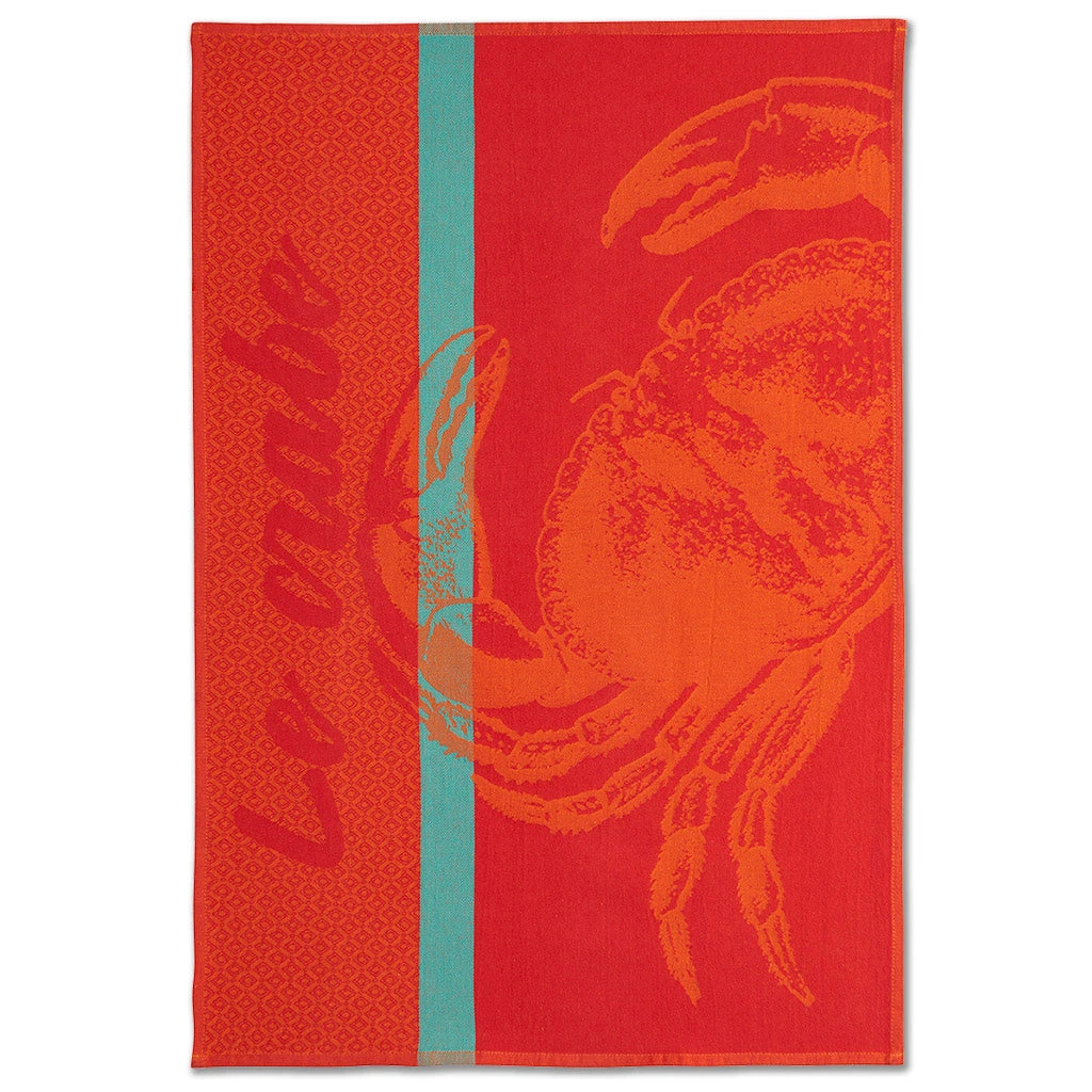 Crab French Jacquard Dish Towel By Coucke 3 Crab French Jacquard Dish Towel By Coucke