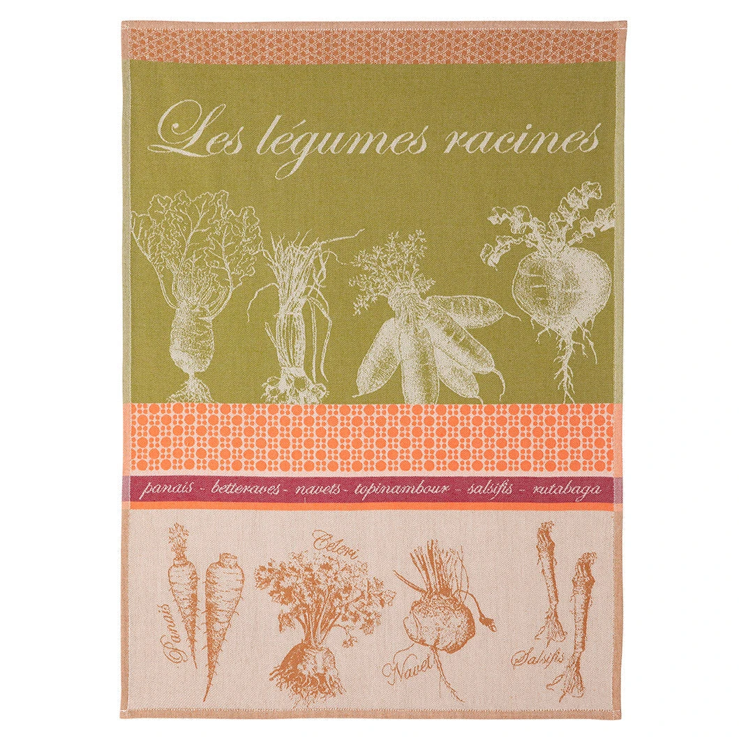 Kitchen Root Vegetables (Légumes Racines) French Jacquard Dish Towel By Coucke 3 Kitchen Root Vegetables (Légumes Racines) French Jacquard Dish Towel By Coucke