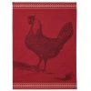 Red Hen (Poule Rousse) French Jacquard Dish Towel By Coucke