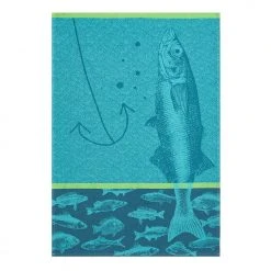 Kitchen Fish (Poissons) French Jacquard Dish Towel By Coucke