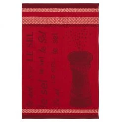 Kitchen Salt (Le Sel) French Jacquard Red Dish Towel By Coucke