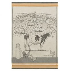 Kitchen Dairy Cattle (Vaches Laitières) French Jacquard Dish Towel By Coucke