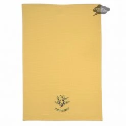 Olives Yellow Waffle Weave Kitchen Towel By Tissus Toselli