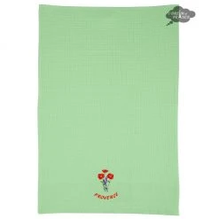 Towels Poppies Green Waffle Weave Kitchen Towel By Tissus Toselli