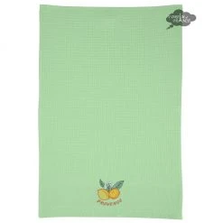 Lemons Green Waffle Weave Kitchen Towel By Tissus Toselli