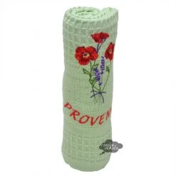 Towels Poppies Green Waffle Weave Kitchen Towel By Tissus Toselli
